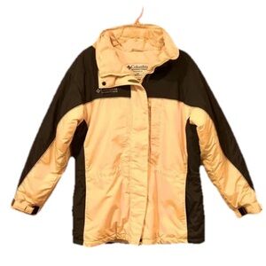 Columbia Size L Women’s Yellow Black Hooded Snow Ski Jacket Coat